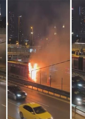Metrobüs alev aldı: İtfaiye ekipleri müdahale ediyor